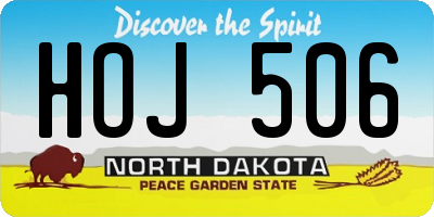 ND license plate HOJ506