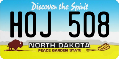 ND license plate HOJ508