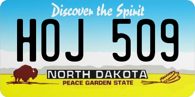 ND license plate HOJ509