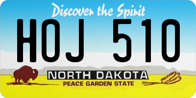 ND license plate HOJ510
