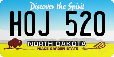 ND license plate HOJ520