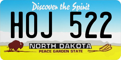 ND license plate HOJ522