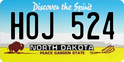 ND license plate HOJ524