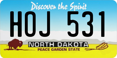 ND license plate HOJ531