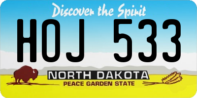 ND license plate HOJ533