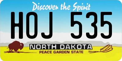 ND license plate HOJ535