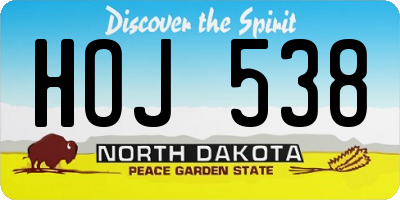 ND license plate HOJ538