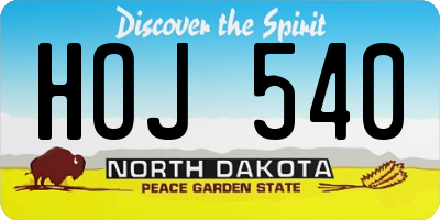 ND license plate HOJ540