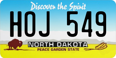 ND license plate HOJ549