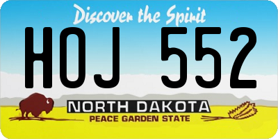 ND license plate HOJ552