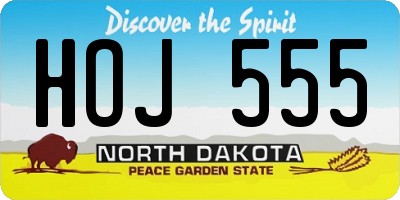 ND license plate HOJ555