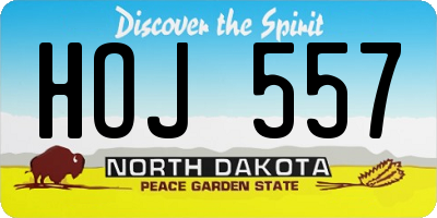 ND license plate HOJ557