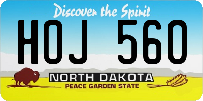 ND license plate HOJ560