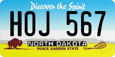ND license plate HOJ567