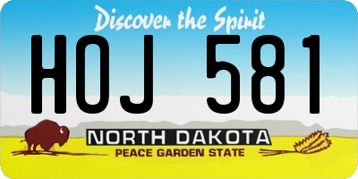 ND license plate HOJ581