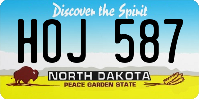 ND license plate HOJ587