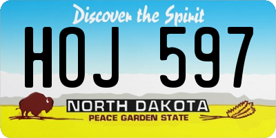 ND license plate HOJ597