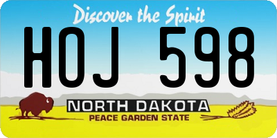 ND license plate HOJ598