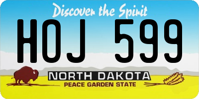 ND license plate HOJ599