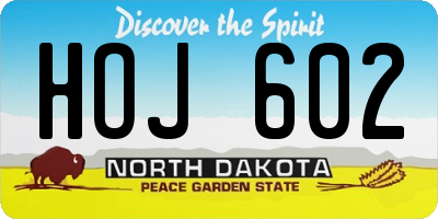 ND license plate HOJ602