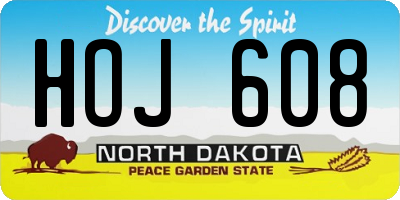 ND license plate HOJ608