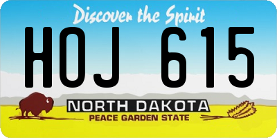 ND license plate HOJ615
