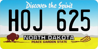 ND license plate HOJ625