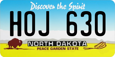 ND license plate HOJ630