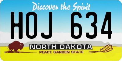 ND license plate HOJ634