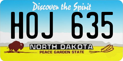 ND license plate HOJ635