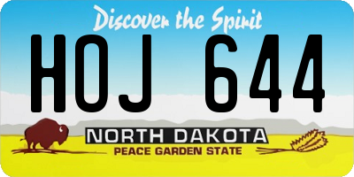 ND license plate HOJ644