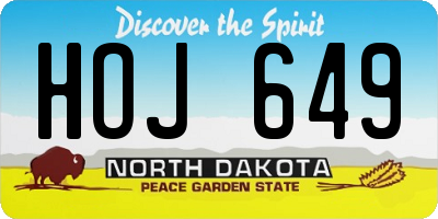 ND license plate HOJ649