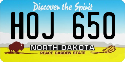 ND license plate HOJ650