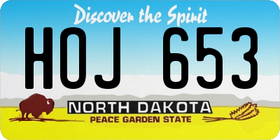 ND license plate HOJ653