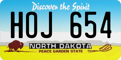 ND license plate HOJ654