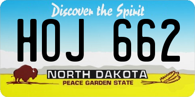 ND license plate HOJ662