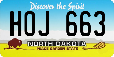 ND license plate HOJ663