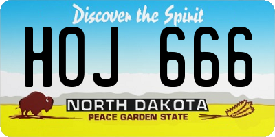 ND license plate HOJ666
