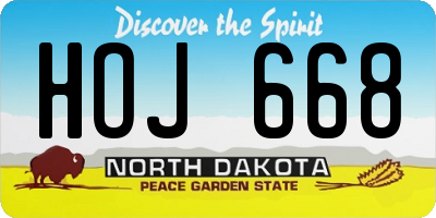 ND license plate HOJ668