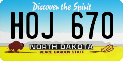 ND license plate HOJ670
