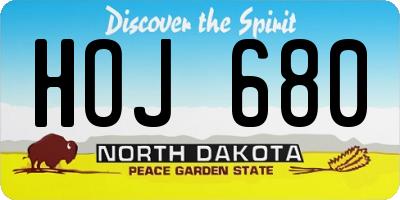 ND license plate HOJ680