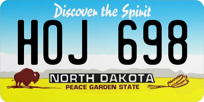 ND license plate HOJ698
