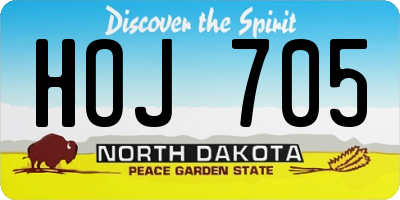 ND license plate HOJ705