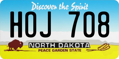 ND license plate HOJ708