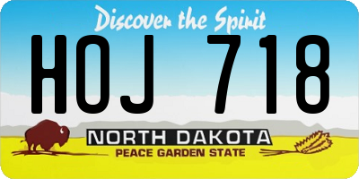 ND license plate HOJ718