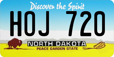 ND license plate HOJ720