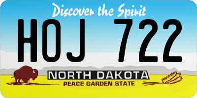 ND license plate HOJ722