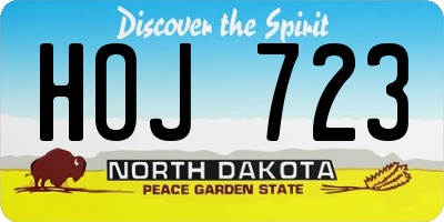 ND license plate HOJ723