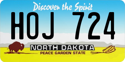 ND license plate HOJ724