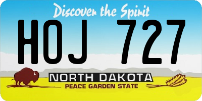 ND license plate HOJ727